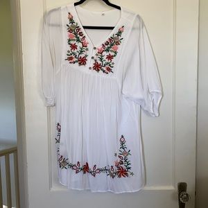 Cute embroidery white dress